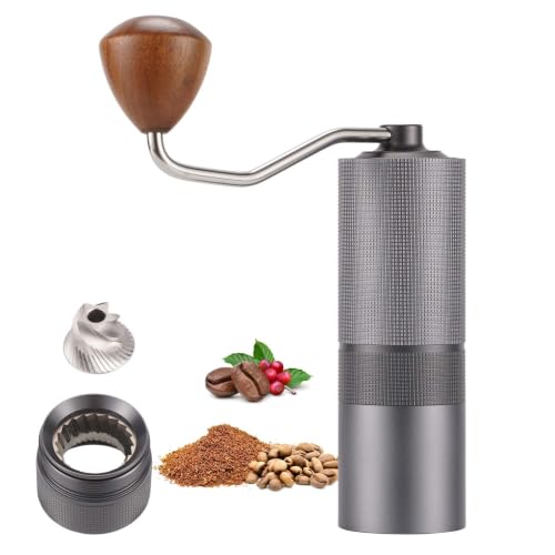Popsweet C38 Manual Coffee Grinder With Detachable Stainless Steel Tapered Outer Burrs (Silver)