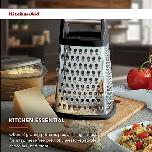 Gourmet Box Grater with Detachable Measuring Container and Lid (Black)