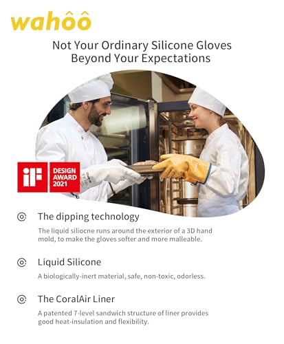 wahoo 12 Inch Liquid Silicone Oven Mitts (Yellow / M/8)