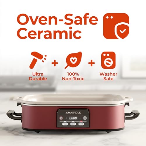 Magnifique 4 Quart Casserole Digital Slow Cooker (4 Quarts / Red)