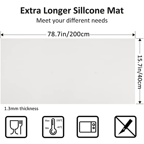 Large Silicone Heat Resistant Mat 78.7” x 15.7” (78.7"L x 15.7"W / Translucent)