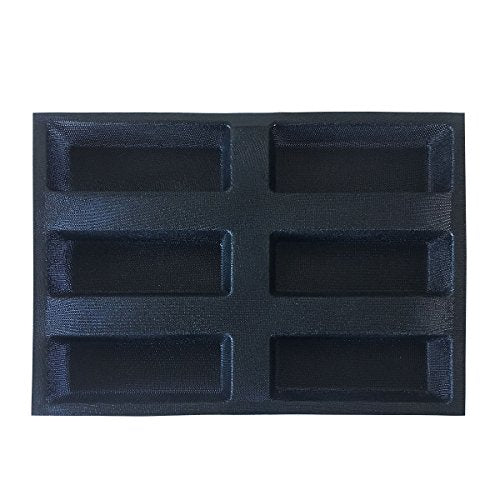 Silicone Bread Forms Square Shape Bread Molds Non Stick Bakery Trays Silicone Coated Fiber Glass 6 Caves Rectangle Moulds (6 Caves 6.7" Square Shape)
