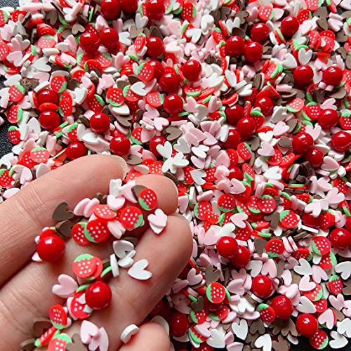 Fake Sprinkles Resin Sprinkles Fake Candy Sprinkles Clay Sprinkles Polymer Sprinkles Polymer Clay Slices for Nail Art DIY Crafts Cake Phone Case (25-Strawberry + Heart)