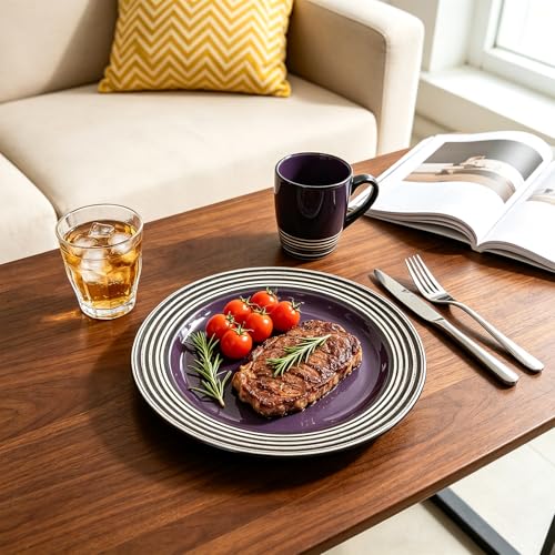 HomeVss 48 Piece Dinnerware Set (Lavender / Service for 8 - 48pc Set)