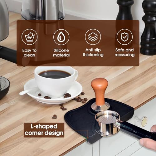 6.3 inch Large Espresso Knock Box Silicone coffee Tamper Mat Espresso Machine Accessories Set of 2 with Removable Knock Bar and Anti (6.3 Inch Knock Box with Tamper Mat)