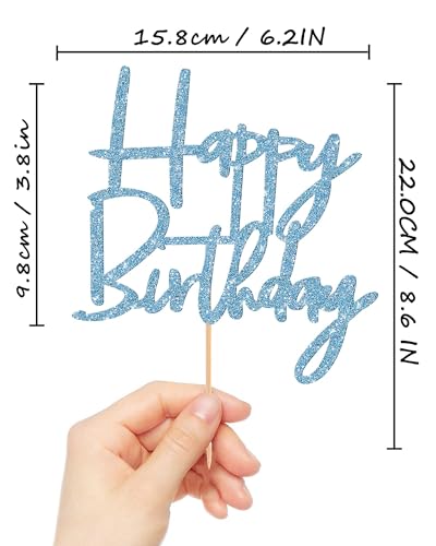 Happy Birthday Cake Topper (Sky Blue)