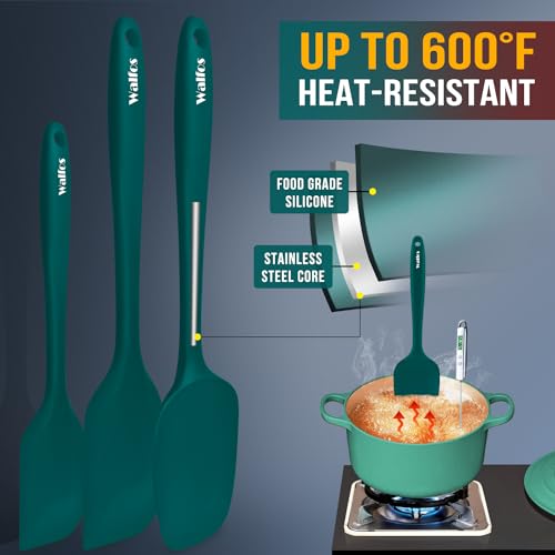 Silicone Spatula Set of 5 (Blackish Green / 5 pieces Scraper Spatulas 600°F)