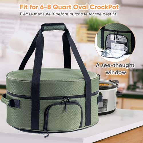 Insulated Slow Cooker Carrying Bag for 6 (Style A / Green)