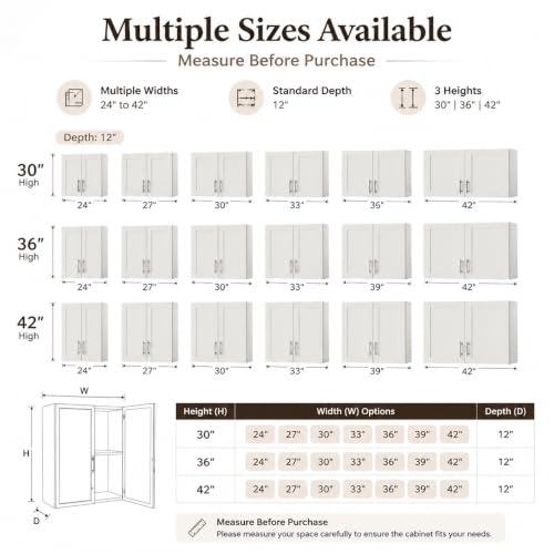 Wall Mounted Cabinet (White / 24" W x 12" D x 30" H)