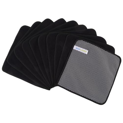 Dish Cloth for Washing Dishes Kitchen Washcloth Cleaning Cloth (Black / 7.87inchx7.87inch 10pack)