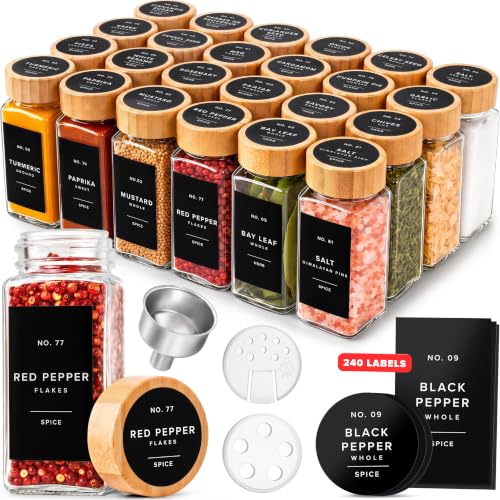 Glass Spice Jars with Label (Black Spice Labels)