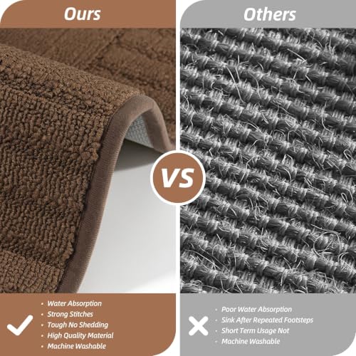 Kitchen Rugs Non Slip Washable 2PCS (Brown / 24"x35"+24"x60" (Rectangular))