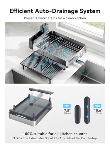 Large Dish Drying Rack (Gray + Silver)