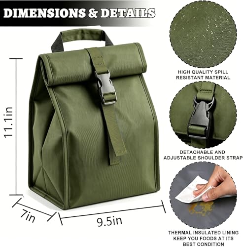 Insulated Foldable Lunch Bag (Green(Soft Fabric))