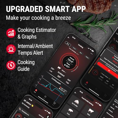 Wireless Meat Thermometer Digital with App (4 Probes)