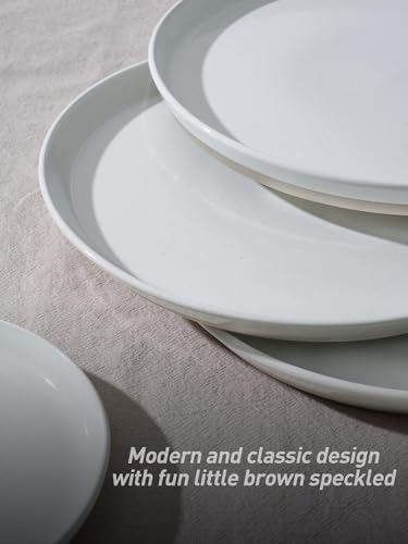 Saturn Stoneware Dinnerware Set with Pasta Bowl (White (Speckled) / 16)