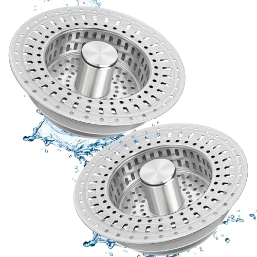 Upgraded 3 in 1 Kitchen Sink Drain Filter (Silver-2pcs)