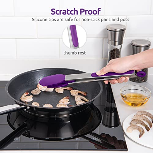 Kitchen Tong for Cooking (Purple / 12 inch)