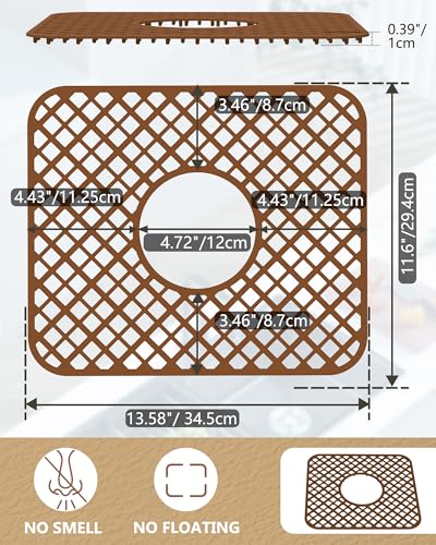 2 Pack Silicone Sink Mat Protector for Kitchen Sink (Coffee)
