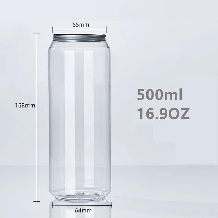 16.9OZ(500ml) Disposable Juice Bottles 100 Pack - Plastic Sealable Can Cups with Lids for Boba, Smoothie, Drinking, Clear Beverage Container with Easy Open Lids