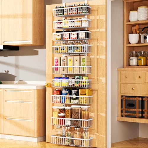 9 Tier White Over The Door Pantry Organizer (White / 9-Tier)