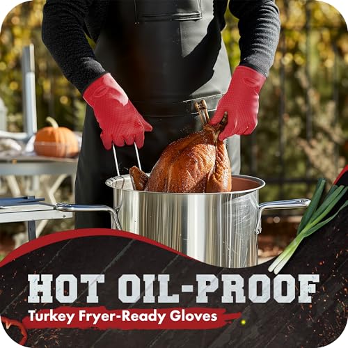 XL Silicone Smoker Oven Gloves (Red / X-Large)