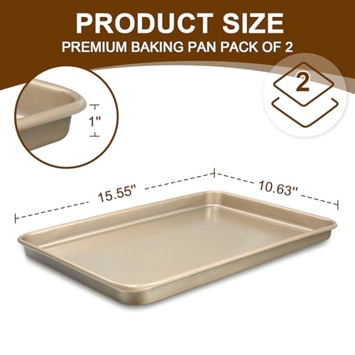Baking Sheet Pan Set of 2 (15x10x1 inch Set / Champagne Gold)