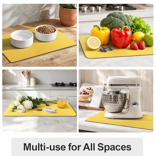 Dish Drying Mat for Kitchen Counter (Yellow / 16" x 18")