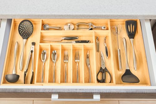 Extra Large Expandable Kitchen Siverware Utensils Drawer Organizer (Expandable 19~33 x 19 inch)