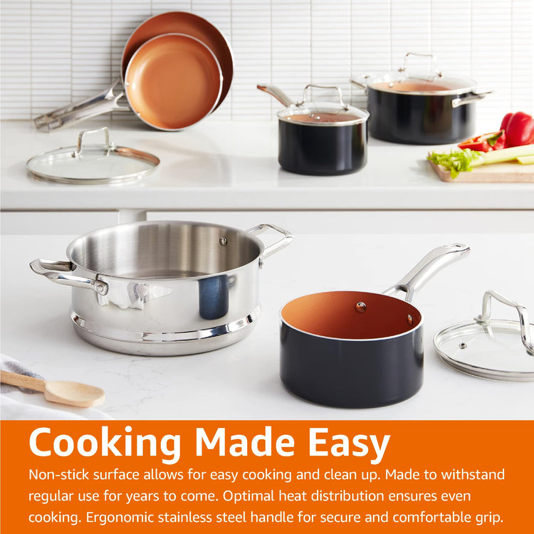 Ceramic Nonstick Cookware Set (10-Piece Set / Copper)