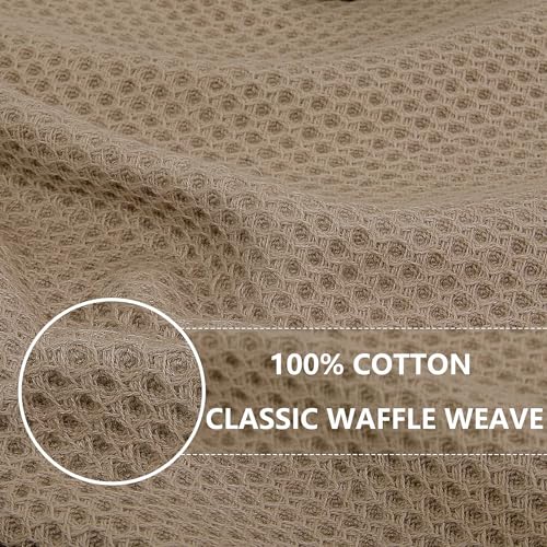100% Cotton Waffle Weave Kitchen Dish Towels 4 (Tan / 13 X 28 - 4 Pack)