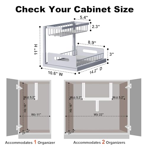 Under Sink Organizer (Grey / 2 Pack)