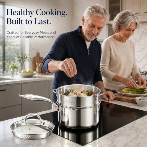 Tri Ply Stainless Steel Pot with Steamer (2.5 Quarts)