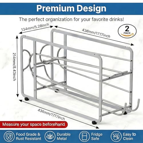 Soda Can Organizer Storage Rack (Silver)