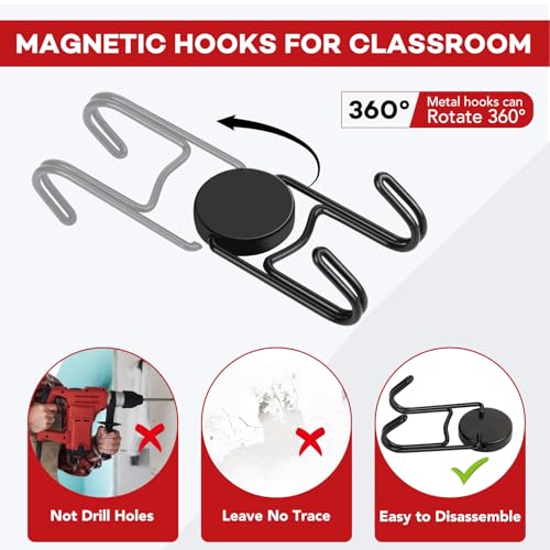 Magnetic Hooks for Cruise Cabins 30Lbs+ Heavy Duty Magnet Hook (Black / 0.79in×2.0in-2)