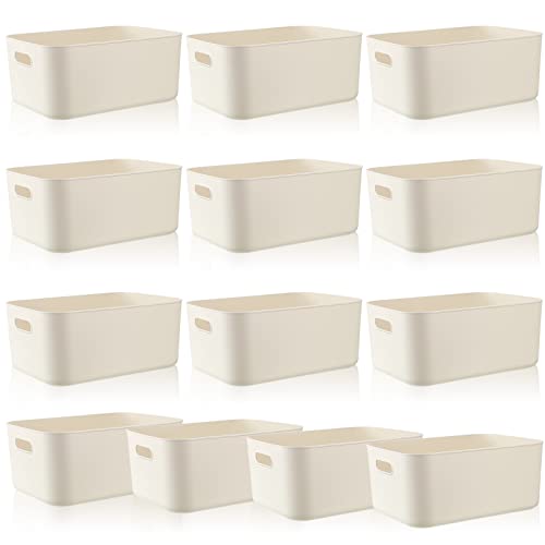 White Plastic Storage Bins (White / 14 x 10.5 x 6.4 in)