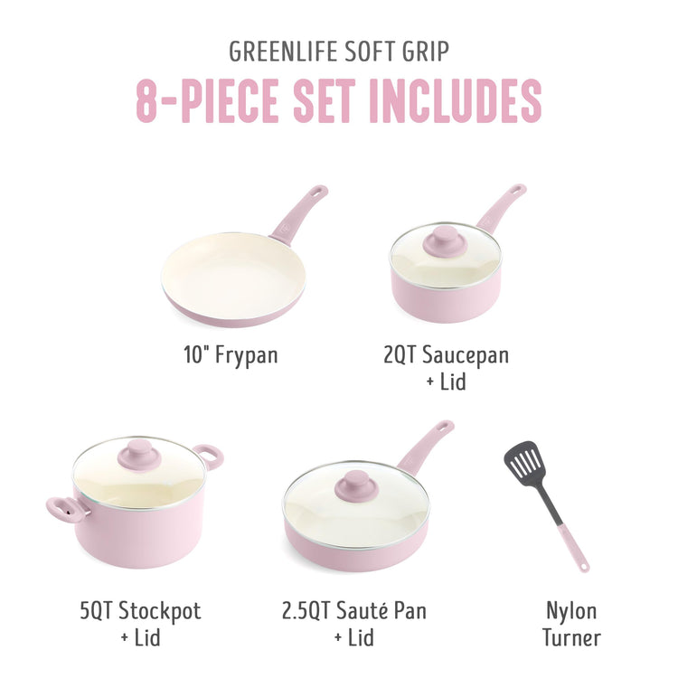 8 Piece Nonstick Cookware Set (8 Piece Cookware Set / Pink)