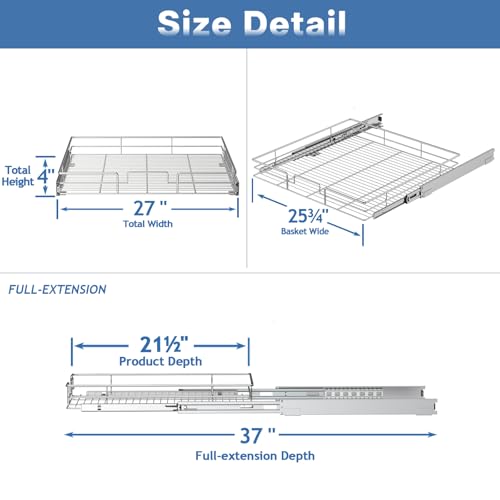 Pull Out Cabinet Organizer (1 Tier / 27"W x 21½"D)