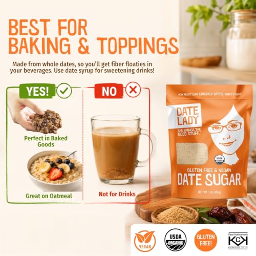 Date Sugar Organic Sugar Substitute for Baking (2 Bags (32 Ounce))
