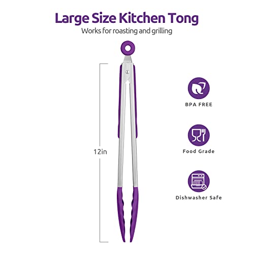 Kitchen Tong for Cooking (Purple / 12 inch)