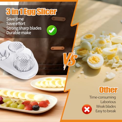 3‑in‑1 Hard Boiled Egg Slicer Cutter Dicer Chopper (White)