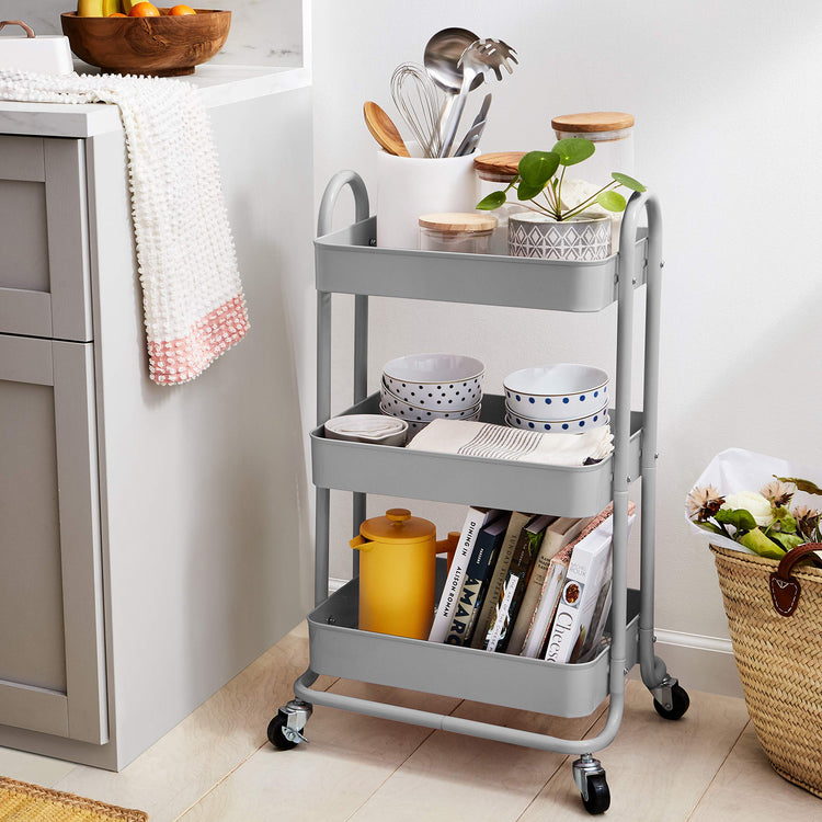 3 Tier Rolling Utility or Kitchen Cart (Charcoal)