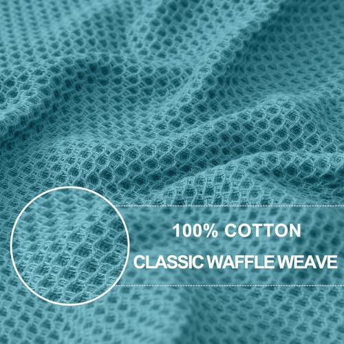 100% Cotton Waffle Weave Kitchen Dish Towels 12 (Lake Blue / 13 X 28 - 12 Pack)