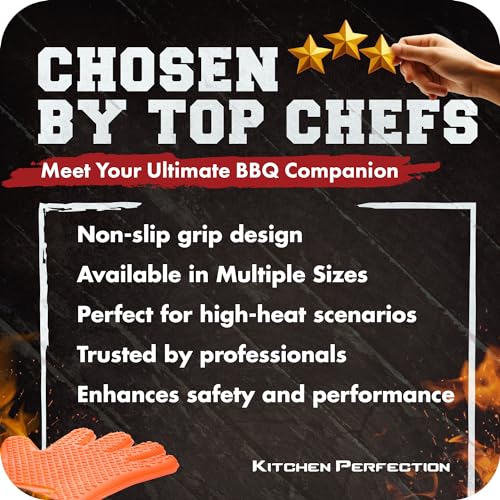 Silicone Smoker BBQ Gloves (Orange Flame / One Size Fits Most)