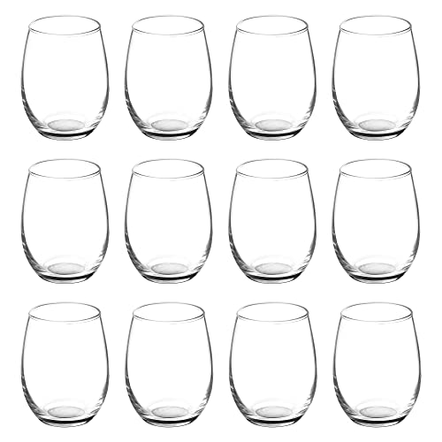 Stemless Wine Glasses by ARC 5.5 oz. Set of 12 (Blank - Black / 12 Glasses)
