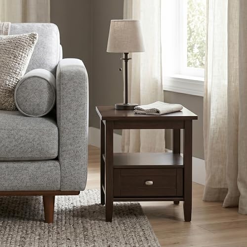 Warm Shaker 20" Wide Solid Wood End Table in Brunette Brown (End Table / Tobacco Brown / 20 inch)