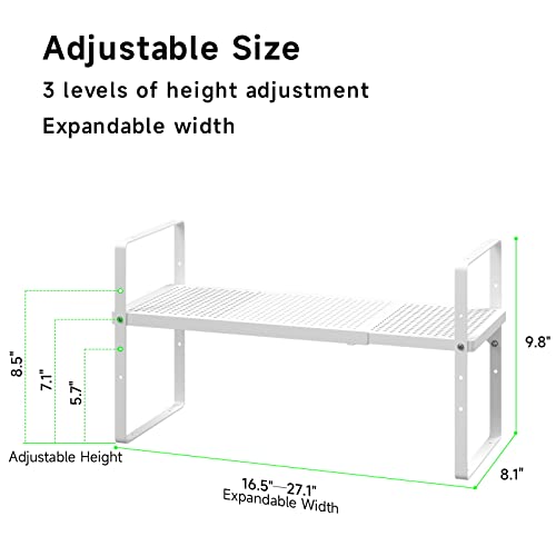 Expandable Storage Shelf (White 2 Packs / Small - 8.1"W x (16.5"-27.1")L x 9.8"H)