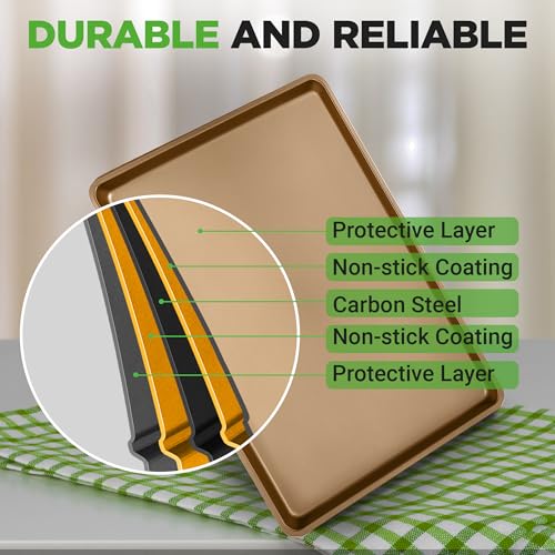 Nonstick XL Cookie Sheet Baking Pan (1-Pack / Gold)