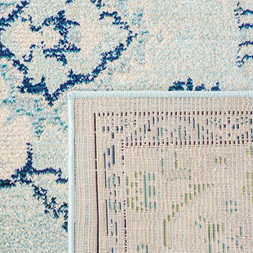 Monaco Collection Area Rug (3' (Round) / Light Blue / Ivory)