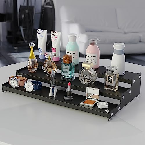 Expandable Spice Rack Storage organizer with 3 (Black / 1 Pack)